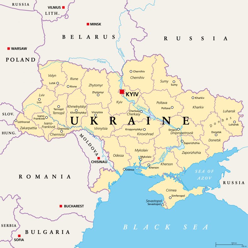 Map showing Ukraine regions