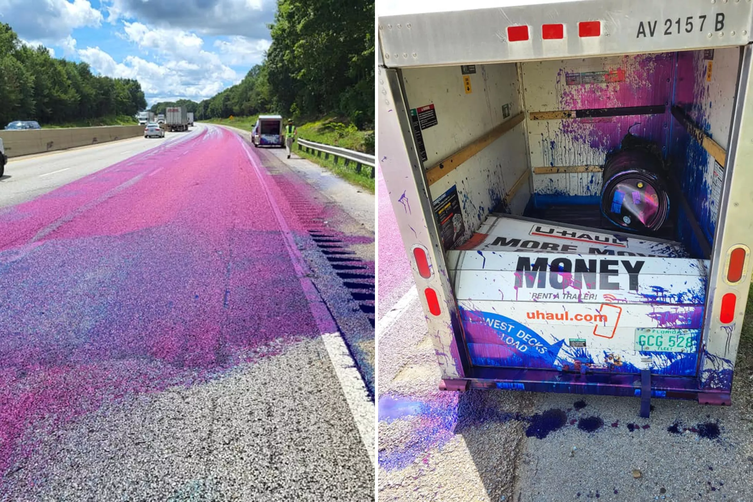 Cars Get Pink Paint Job as Trailer Flip Spills 'Pretty' Dye Onto Interstate - Vimarsana News