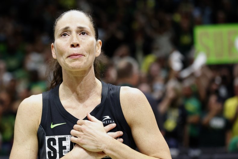Sue Bird reacts after her final game