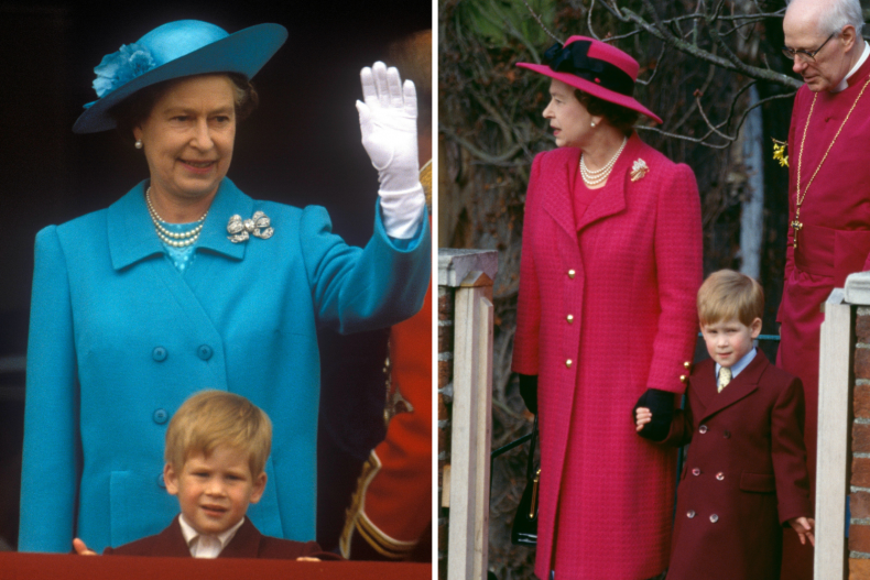 El príncipe Harry y la reina Isabel II