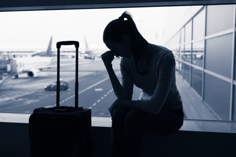 Angry woman at the airport