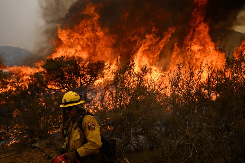 California firefighter battles Fairview Fire near Hemet