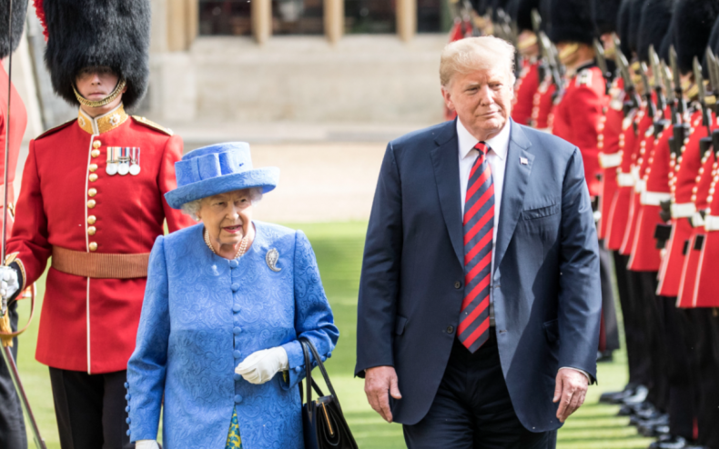 Queen Elizabeth and Former President Donald Trump.