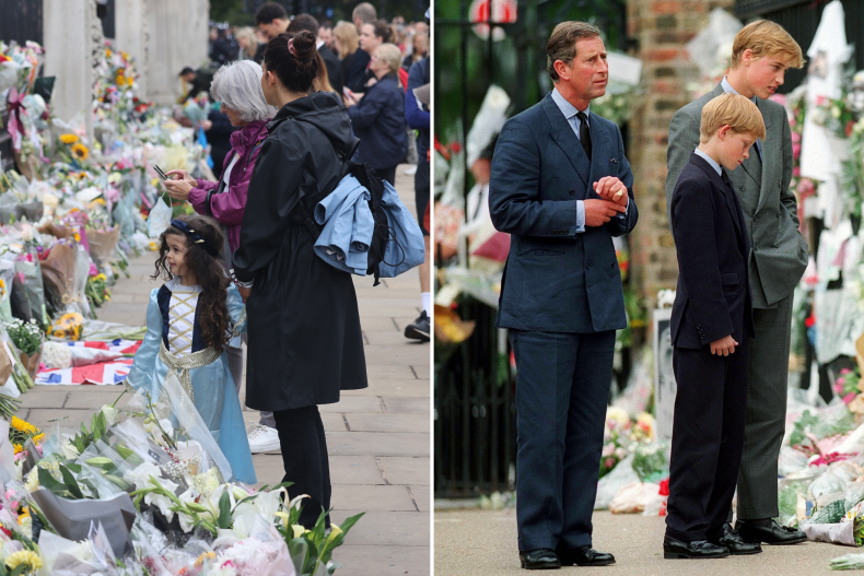Queen Elizabeth Princess Diana Flower Tributes Compared