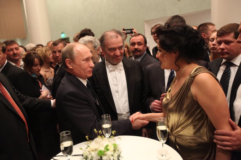 Vladimir Putin greets Anna Netrebko