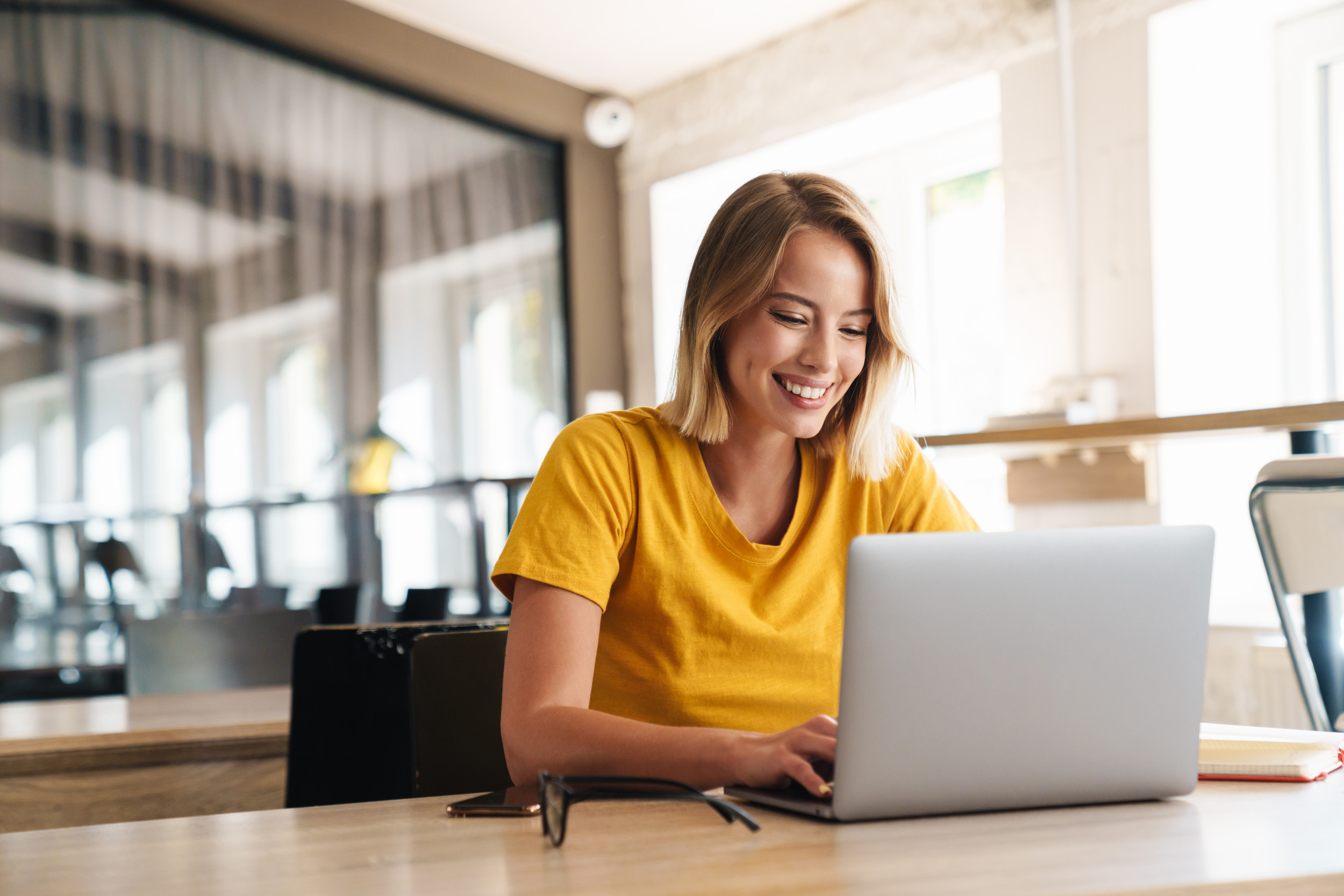 woman using laptop