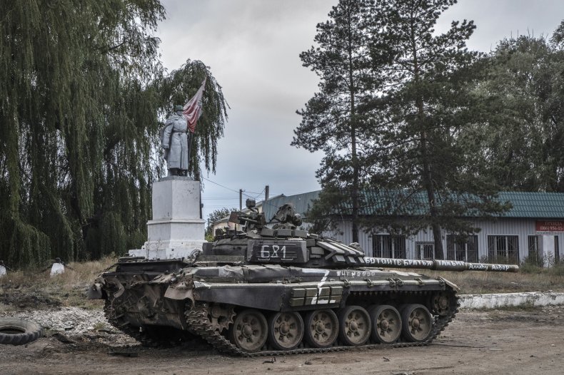 Russian tank abandoned in Izyum Kharkiv Ukraine