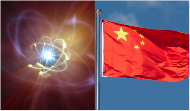 원자와 중국의 국기