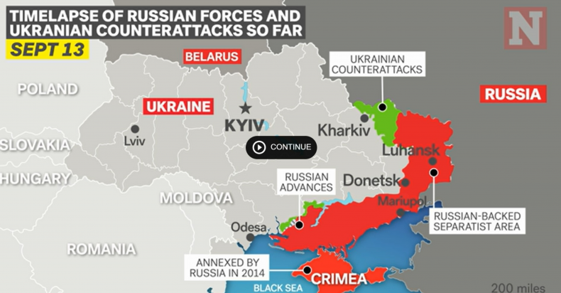 Map of Ukraine gains