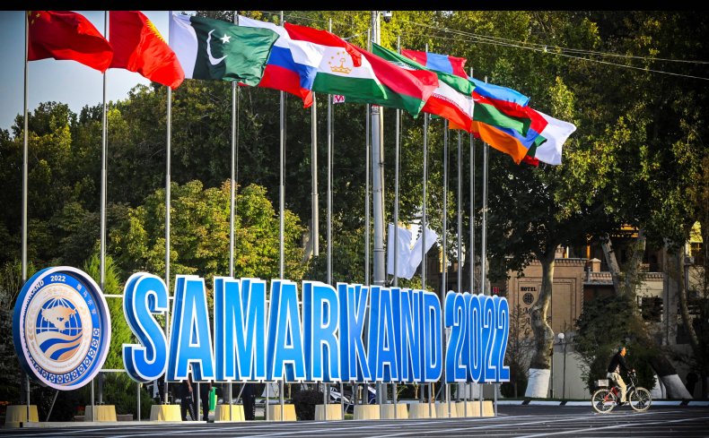 Shanghai, Cooperation, Organization, flags, Samarkand, summit, Uzbekistan