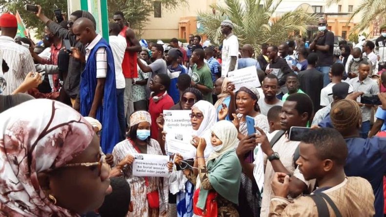 Protestors against Mauritania's new language law gather