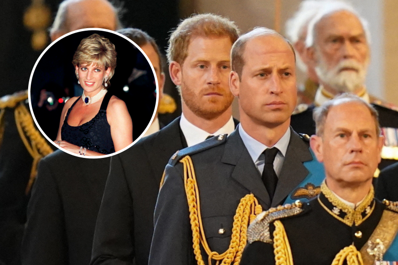 William, Harry Procesión de la Reina Isabel Diana Gala