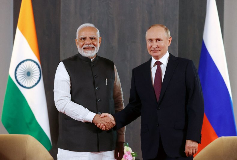 Vladimir Putin meets with Narendra Modi