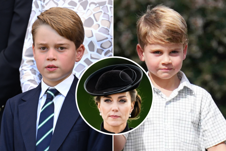 Princes George and Louis with Princess Catherine