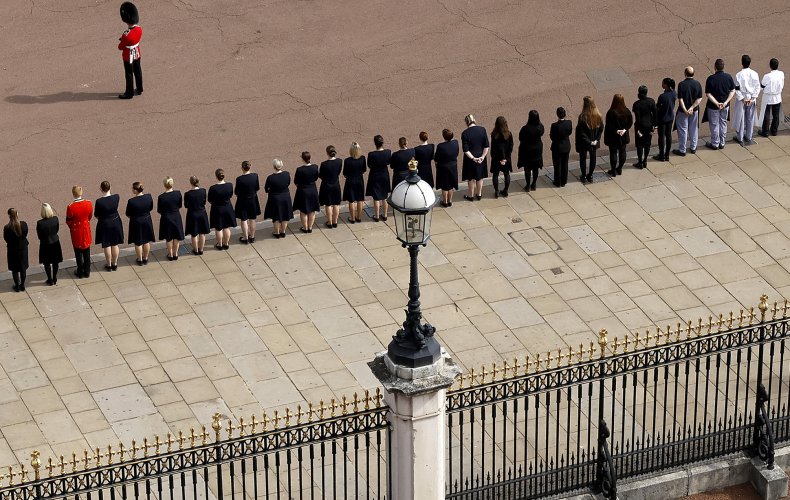Queen's Staff Outside Buckingham Palace