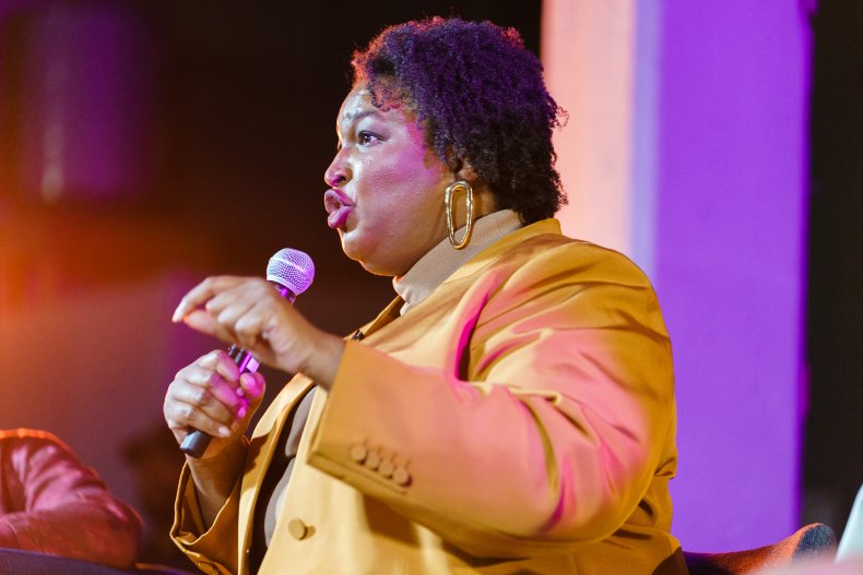 Stacey Abrams speaks during a campaign event