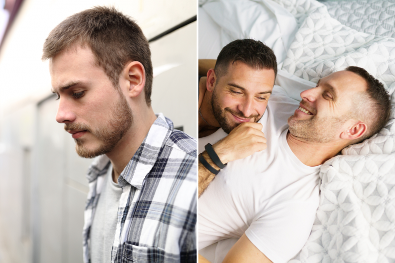 Man upset and couple together