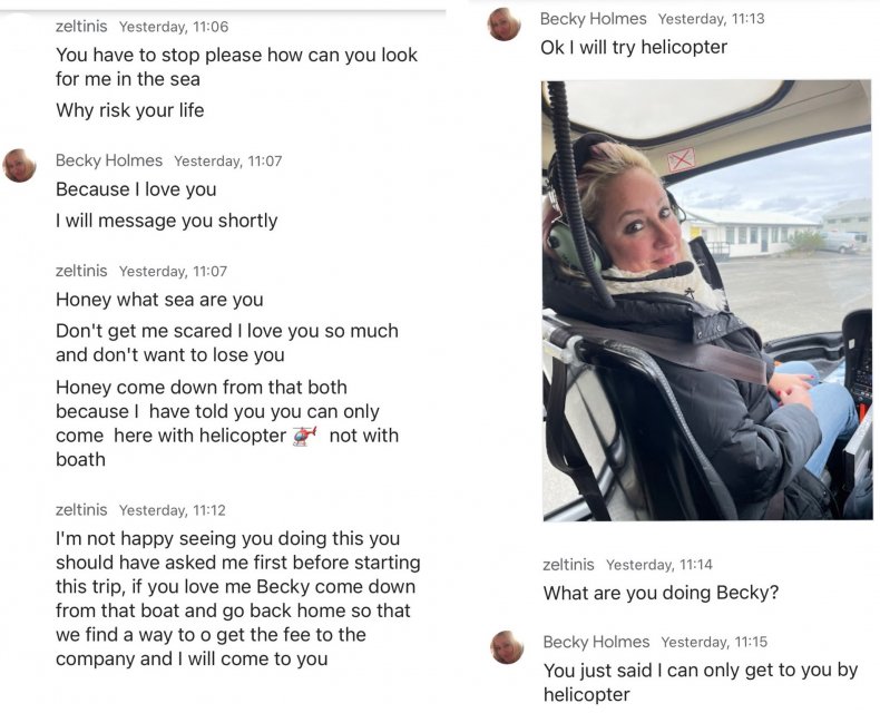Becky Holmes’ online conversation with a scammer.   
