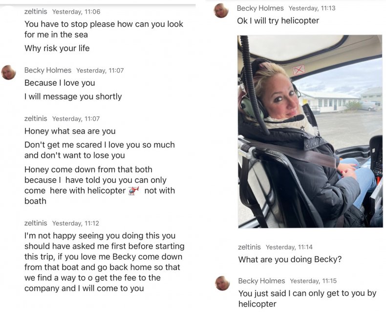 Becky Holmes’ online conversation with a scammer.