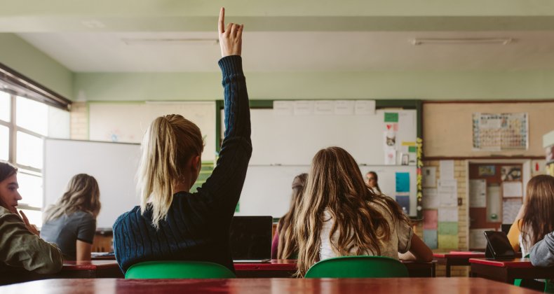 Student raises hand