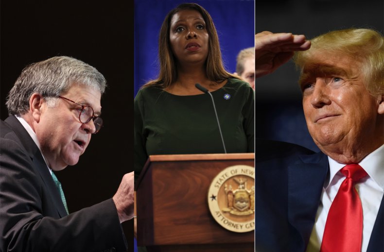 Bill Barr Donald Trump Letitia James Lawsuit