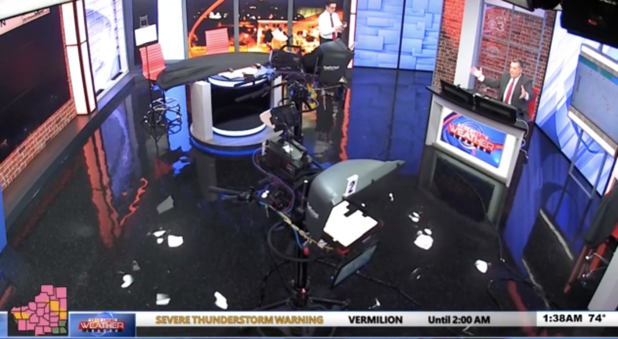 Meteorologists Continue Live Broadcast As Studio Floods