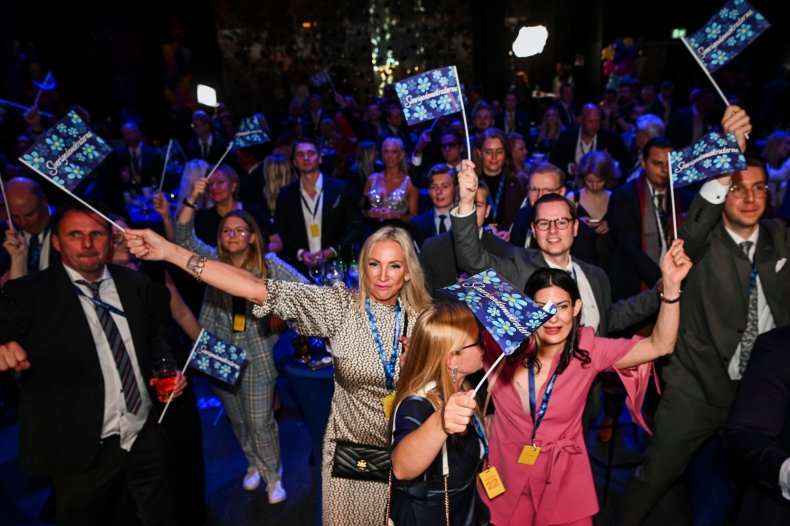 Supporters of the Sweden Democrats near Stockholm
