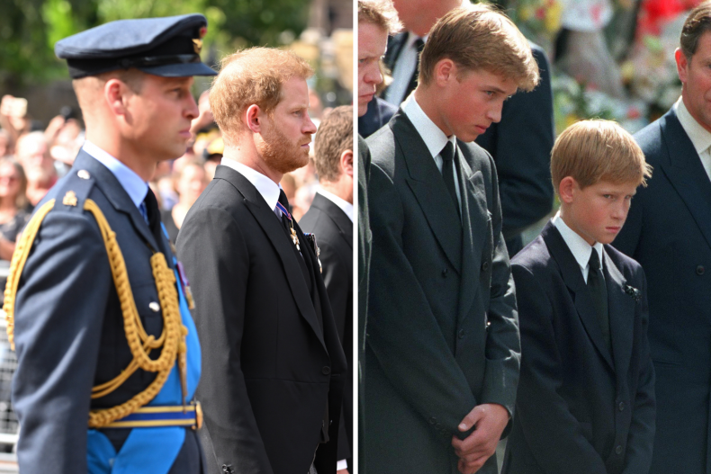 Princes William and Harry Funeral Processions