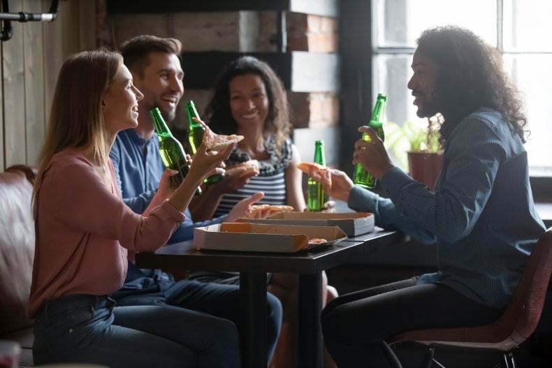 Co-workers get dinner and drinks
