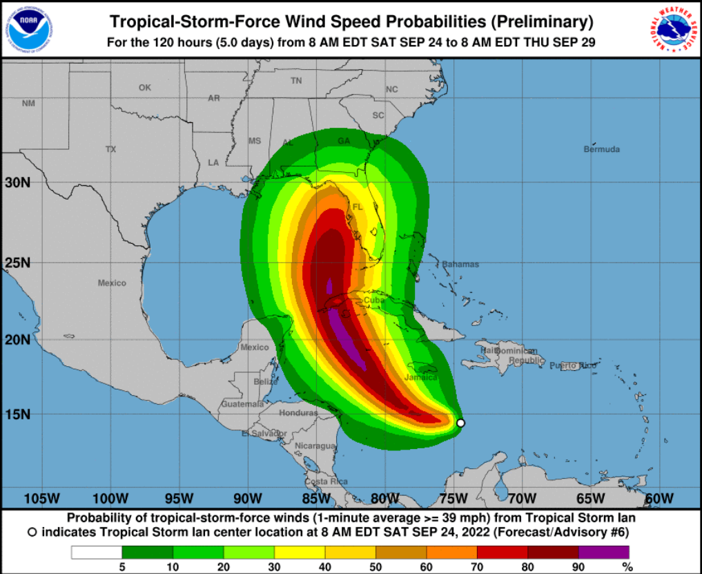 Tropical Storm Ian Path Tracker As Florida Warned Of Hurricane   National Hurricane Center Map Storm Ian 