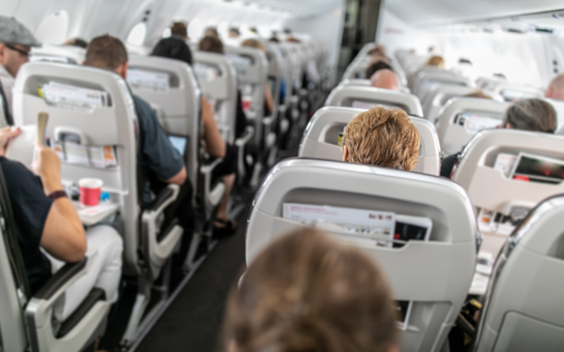 Passengers on a flight.