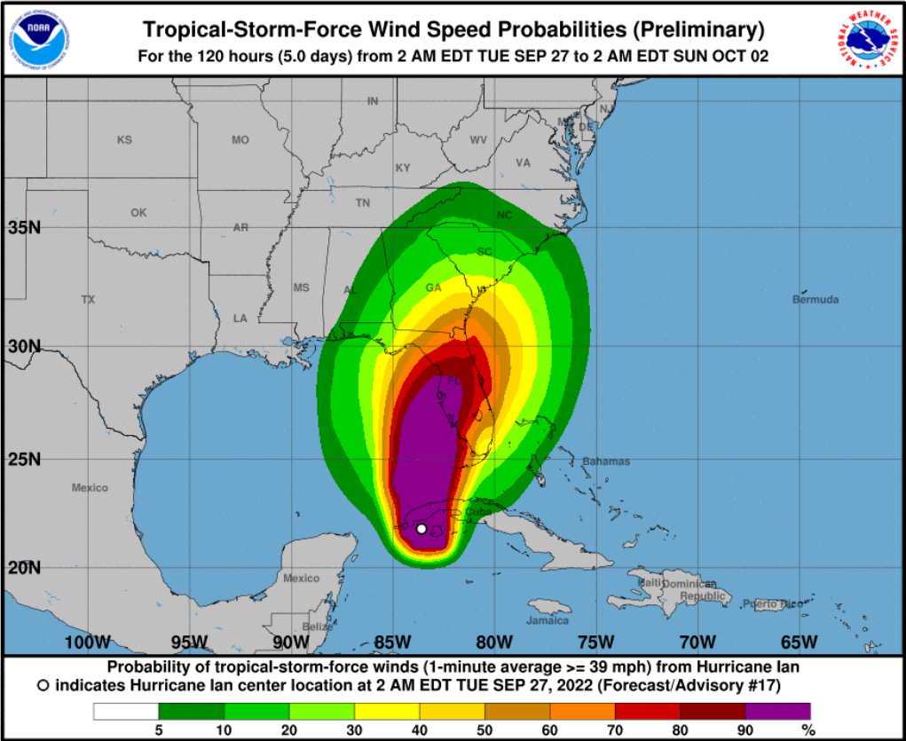 National Weather Service Map Hurricane Ian 