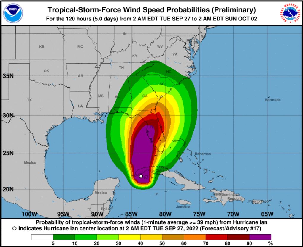 Hurricane Ian Path Tracker As Florida Bound Storm Rapidly Strengthening 