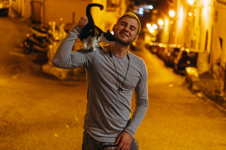 Drunk Man Caught Cuddling Cat on Doorcam