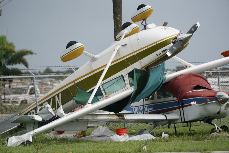 Airplane overturned by suspected tornado in Florida