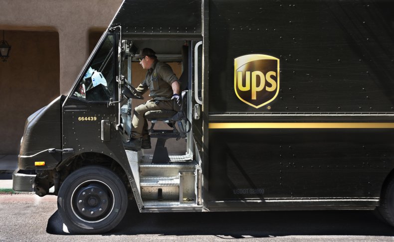 UPS driver in truck