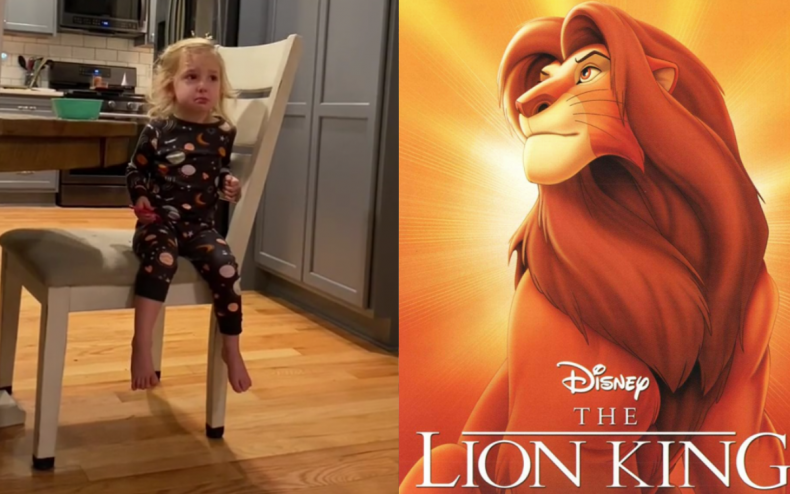 Rory Sanford watches Disney's The Lion King.
