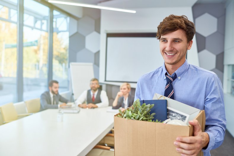 Quitting employee thrilled to be leaving employer.