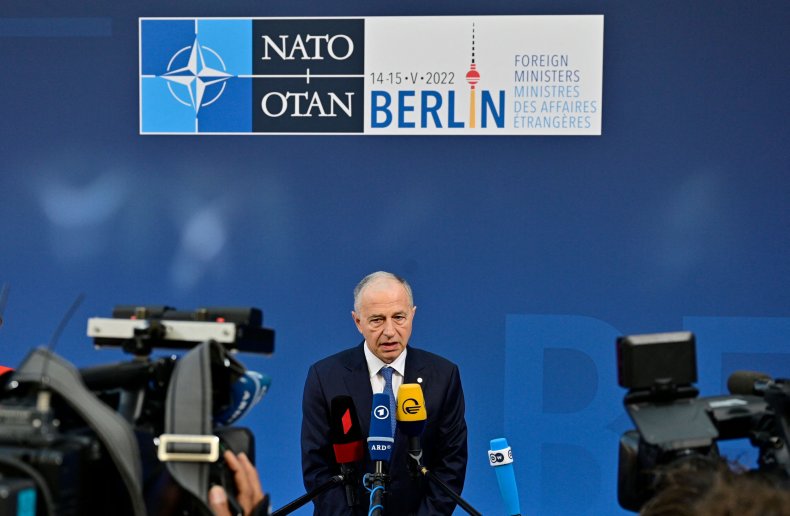 Mircea Geoana at NATO meeting in Berlin