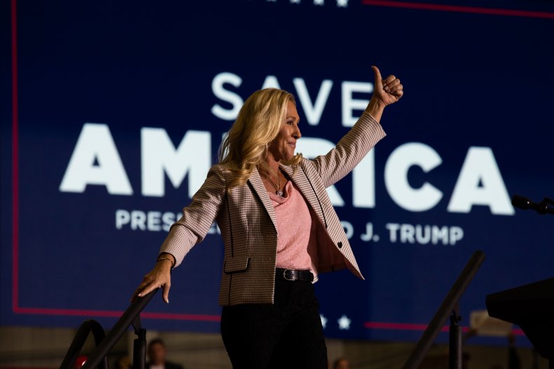 Rep. Majorie Taylor Greene (R-GA) waves