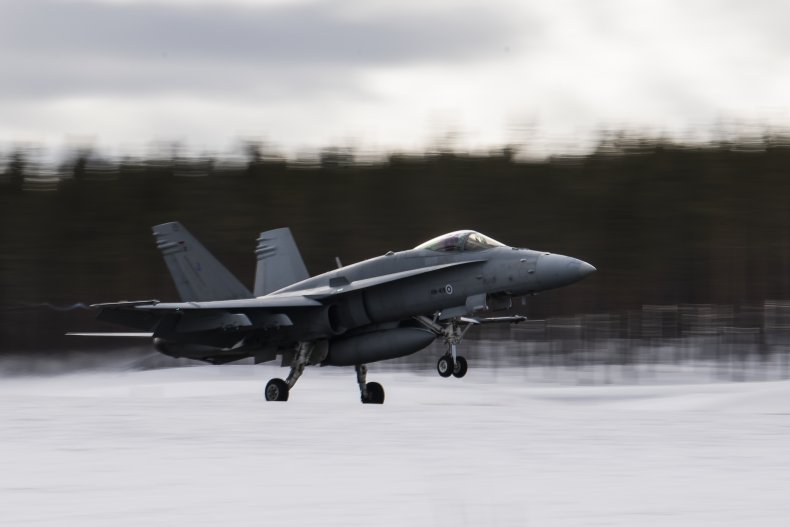 Finnish F-18 on exercises in the Arctic