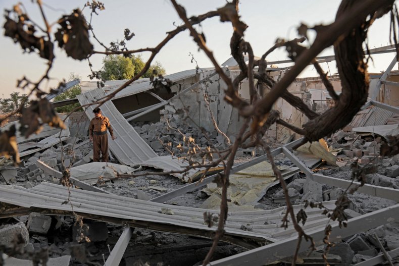 Rubble, of, Iranian, strike, in, northern, Iraq