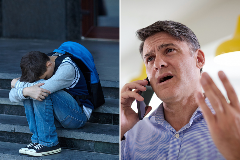 Teen upset and man angry on phone