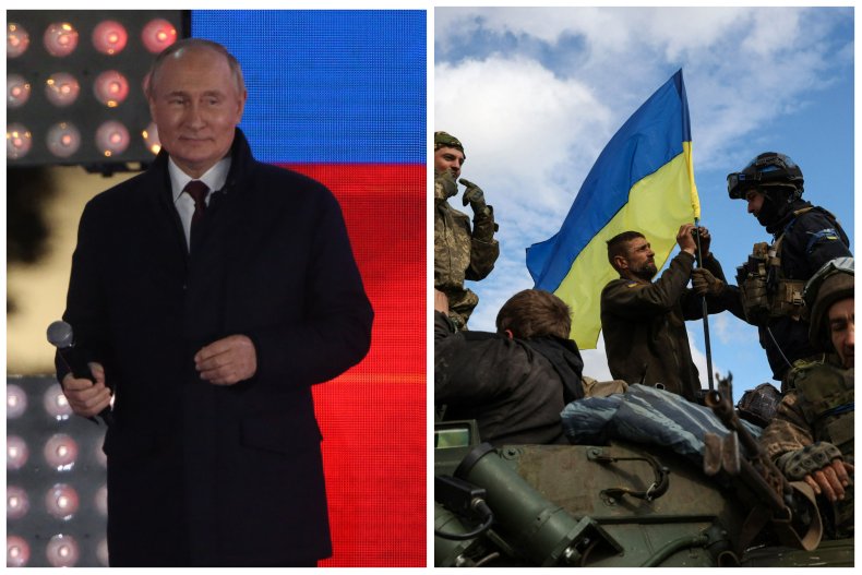 Vladimir Putin and Ukrainian troops