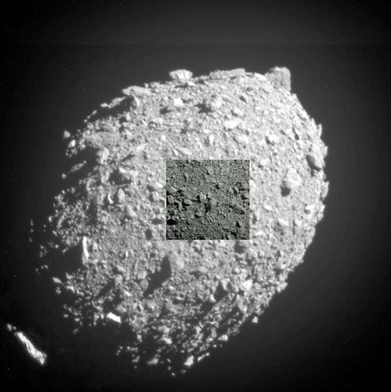 Dimorphos asteroid üzerinde ölçek için insan