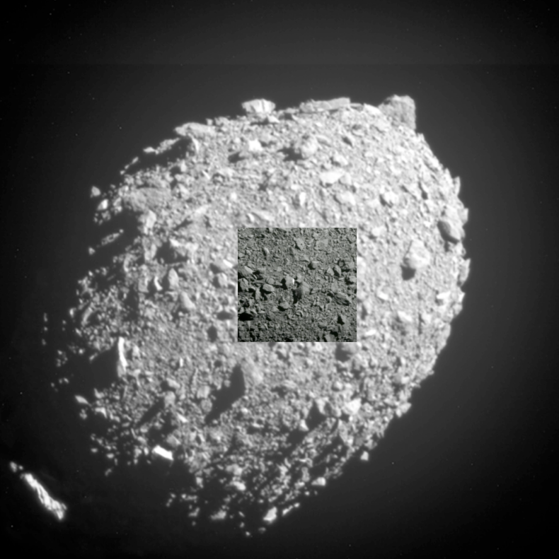 Human for scale on Dimorphos asteroid