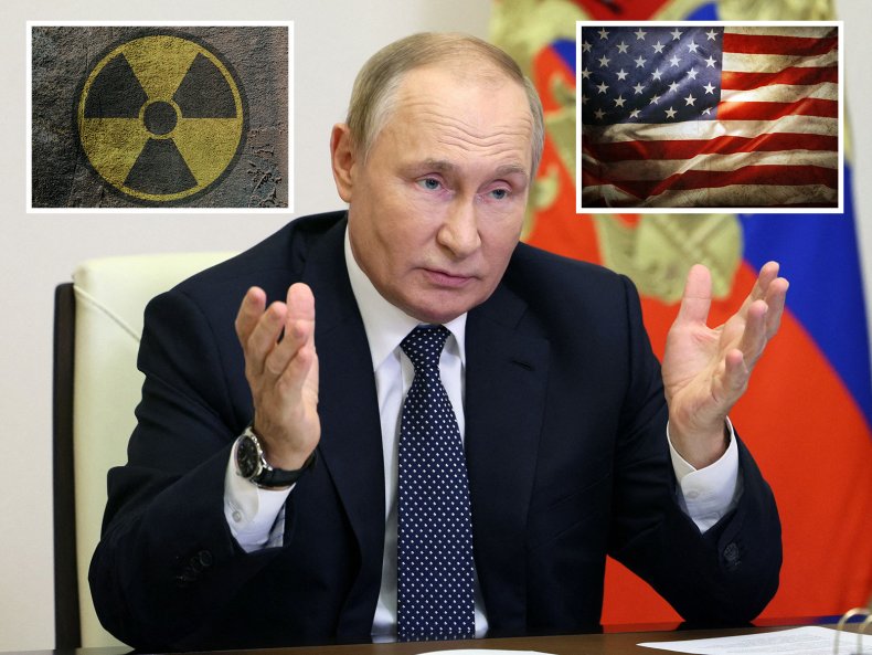 Composite of Putin, Nuclear and USA