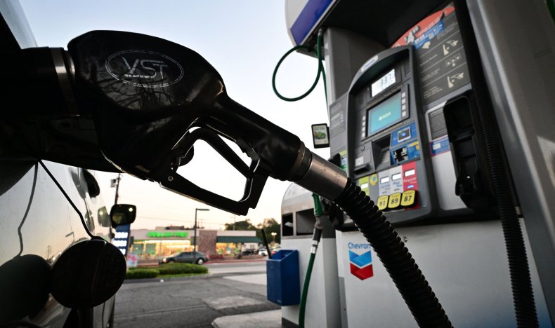 A Nozzle Pumps Gasoline Into Car