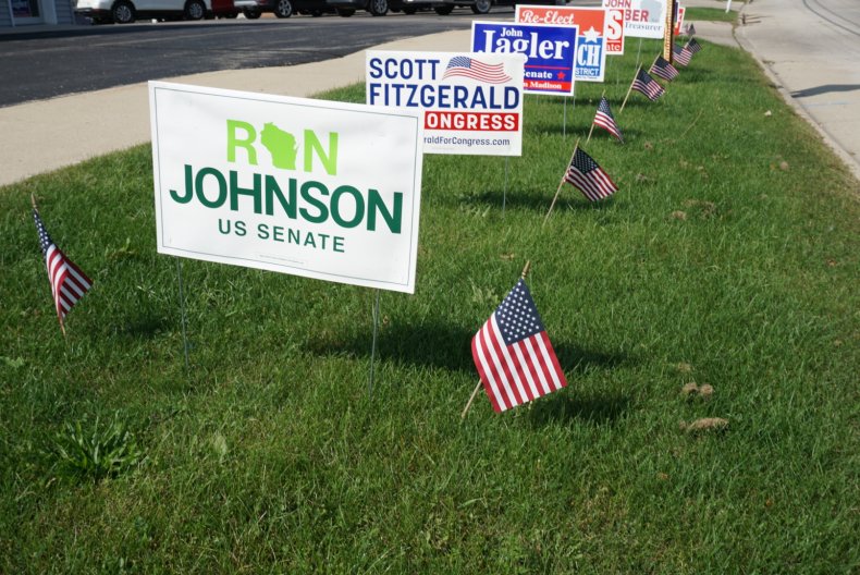 Signs Supporting Republican Candidates in Wisconsin