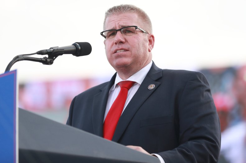 Darren Bailey speaks at a rally in Illinois